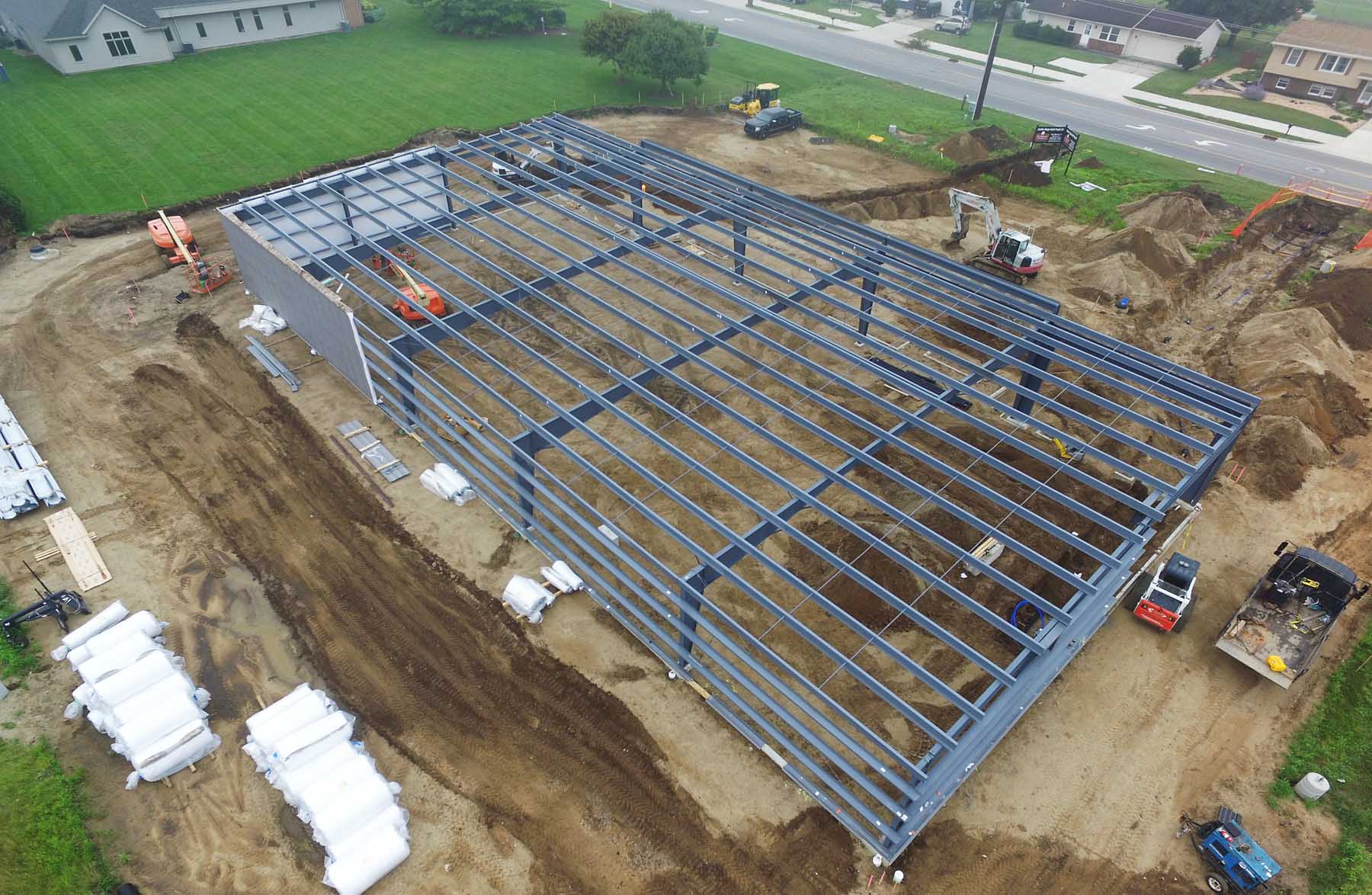 Schrock Commercial construction does general contracting and design build services at a job site in Goshen, Indiana